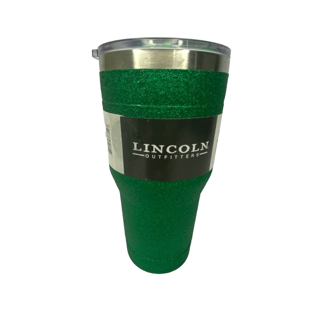 LINCOLN OUTFITTERS 30oz Insulated Tumbler Cup Green Glitter Stainless Steel‎ New